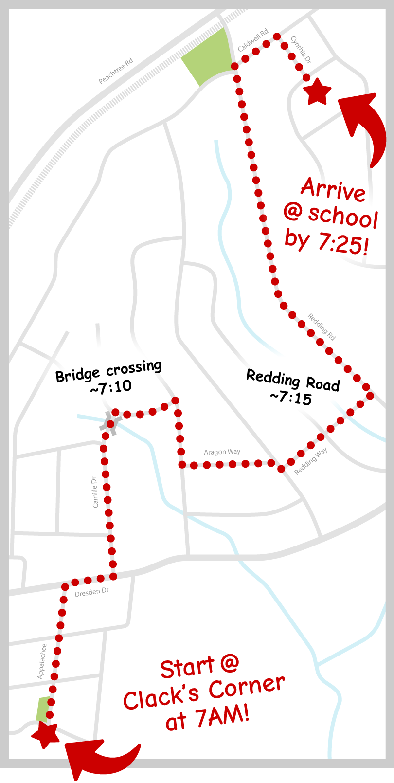 Ashford Park bike bus map